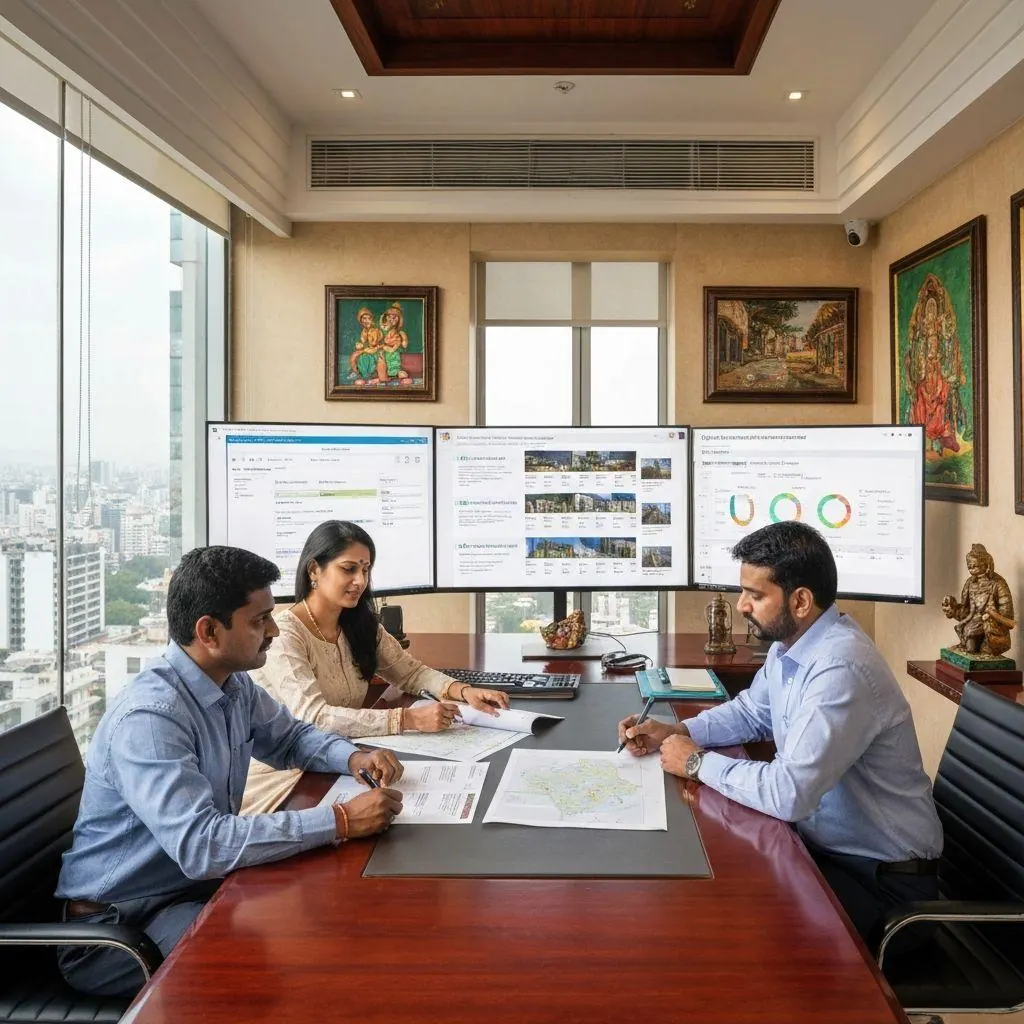 Investment review meeting with market dashboards