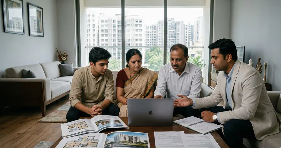 Advisor reviewing investment options with a family