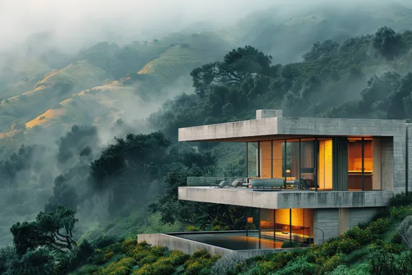 Concept image of a contemporary hillside villa
