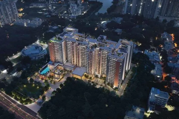 Residential towers at night